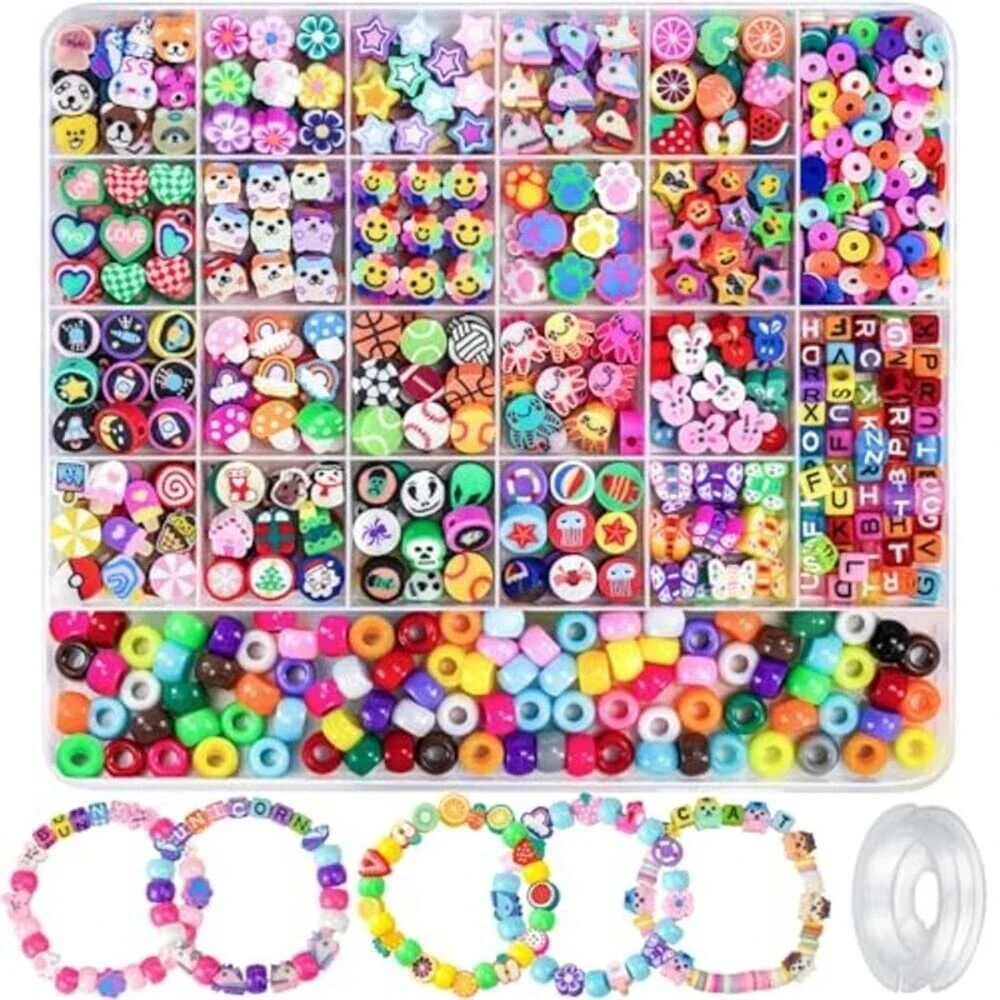 200 Pcs Polymer Clay Beads Bracelet Making Kit